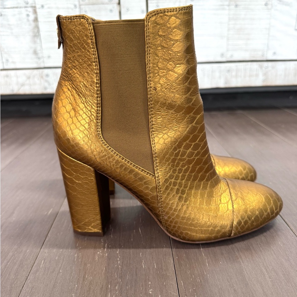 Sam Edelman Gold Snake-Python Heeled Booties Woma… - image 3